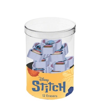 Recipiente com 12 borrachas Disney Stitch
