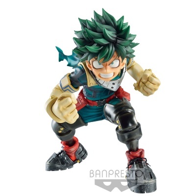 Figura de ação de personagem com cabelo verde escuro e roupa colorida