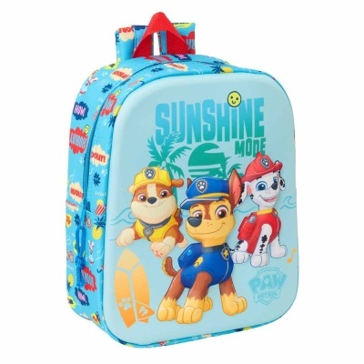 Mochila infantil azul com personagens PAW Patrol e texto Sunshine Mode
