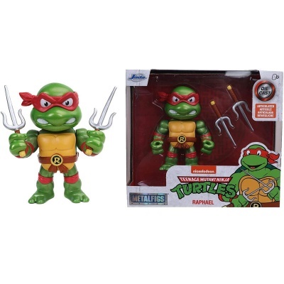 Figurinha Raphael das Teenage Mutant Ninja Turtles com duas armas e embalagem original