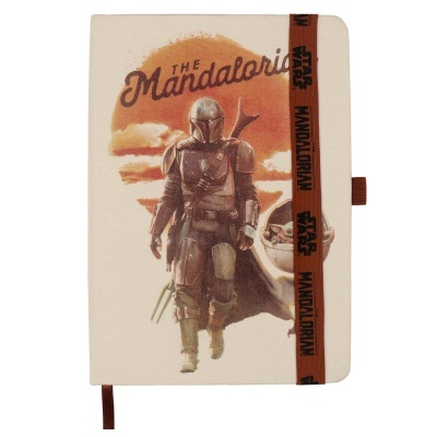 Caderno Mandalorian com elástico e marcador castanhos