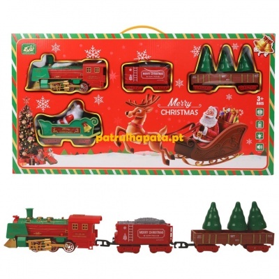 Conjunto de brinquedo comboio de Natal com carruagens e árvores