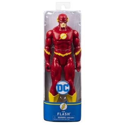 Boneco The Flash em embalagem transparente com detalhes vermelhos e amarelos