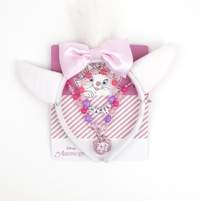 Conjunto infantil diadema e colar Disney The Aristocats com personagem Marie
