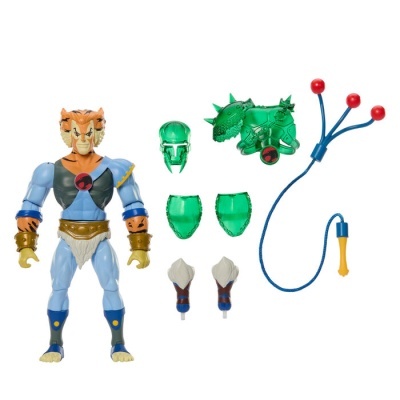 Action figure Thundercats com acessórios verdes e chicote azul