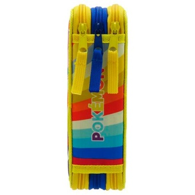 Estojo escolar colorido com zíper e texto POKEMON