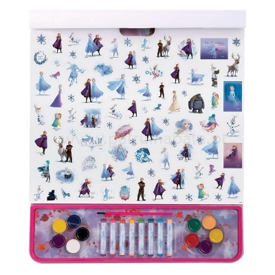 Conjunto de pintura com tubos de tinta e autocolantes Frozen