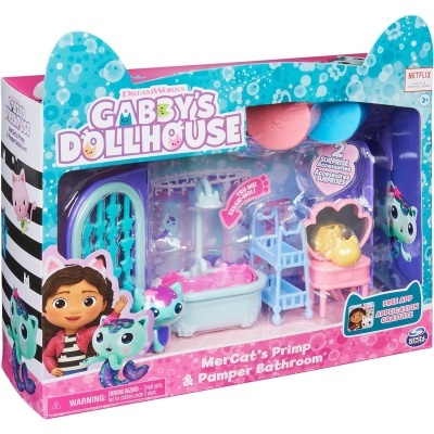 Conjunto de brinquedo da casa de bonecas Gabby's Dollhouse com móveis e figuras coloridas