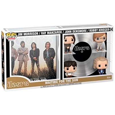 Caixa de colecionador POP! figuras da banda The Doors com fundo branco
