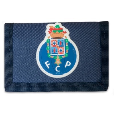 Carteira azul escura com emblema do FCP