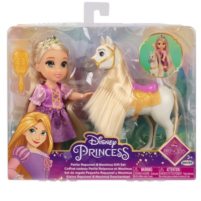 Conjunto boneca Rapunzel e cavalo Disney Princess em embalagem transparente