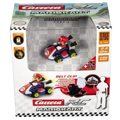 Brinquedo Carrera RC Mario Kart com carro e figura do Mario na embalagem