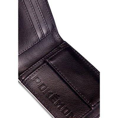 Carteira masculina em pele castanha com inscrição Podium