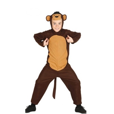 Fato de macaco para criança castanho escuro com capuz e cauda
