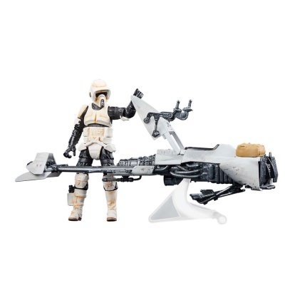 Figura de ação de soldado imperial branco com mota voadora cinza