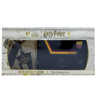 Conjunto carteira e porta-chaves Harry Potter Gryffindor azul escuro