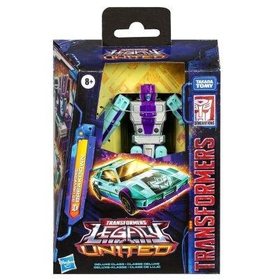 Brinquedo Transformers Legacy United Deluxe Class Shockdown na embalagem com cores e textos visíveis