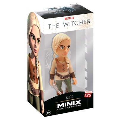 Figura colecionável MINIX da personagem Ciri da série THE WITCHER da Netflix em embalagem.