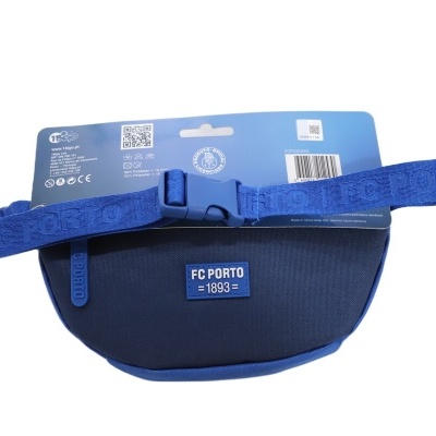 Bolsa de cintura azul FC Porto com correia azul e etiqueta de embalagem
