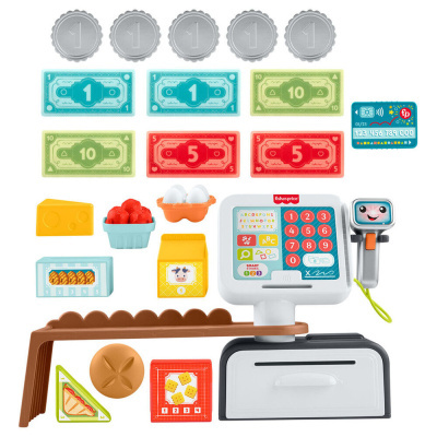 Brinquedo caixa registadora Fisher-Price com acessórios coloridos