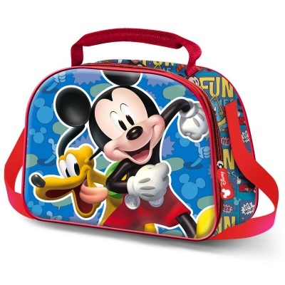 Bolsa infantil colorida com imagem do Mickey e Pluto