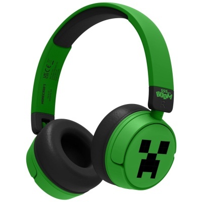 Auricular headphones verdes e pretos com símbolo pixelado e texto SSS-BLOOM