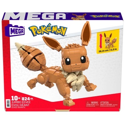 Caixa Mega Bloks Pokémon Jumbo Eevee Evolução Gigante com bloco de construção do Eevee