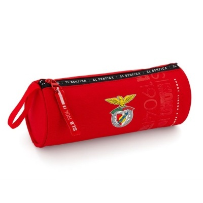 Estojo cilíndrico vermelho com símbolo do SL Benfica