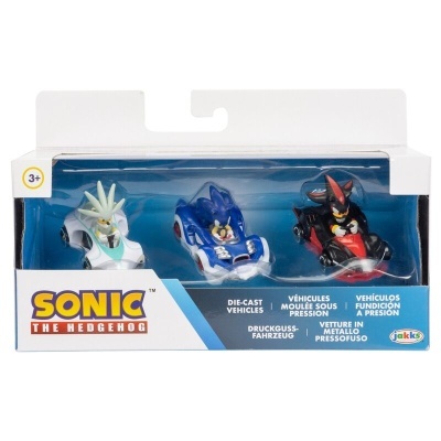 Conjunto de carrinhos Sonic the Hedgehog em caixa transparente