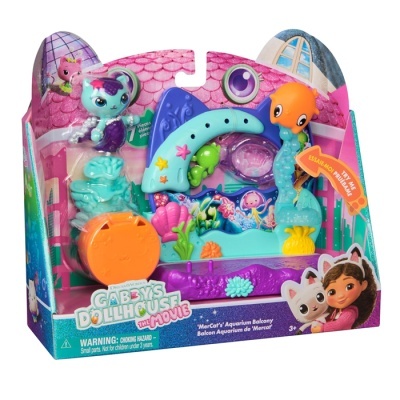 Jogo infantil 'Gabby's Dollhouse The Movie' com acessórios coloridos de plástico e figuras de animais marinhos
