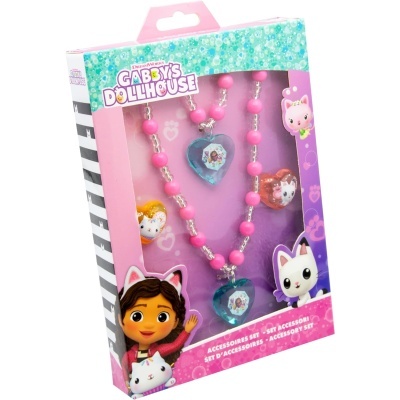 Conjunto de acessórios Gabby's Dollhouse com colar e brincos em tons de rosa e azul