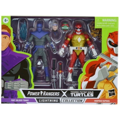 Conjunto figuras ação Power Rangers X Teenage Mutant Ninja Turtles Foot Soldier Tommy e Morphred Raphael
