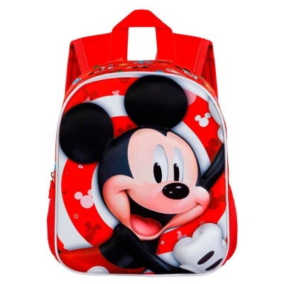Mochila infantil vermelha com estampa do Mickey Mouse em relevo
