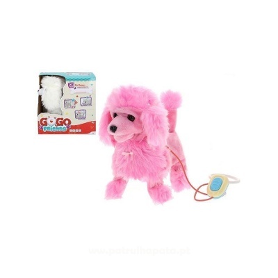 Peluche cão poodle rosa com comando remoto e embalagem