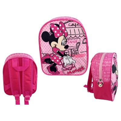 Mochila rosa infantil com estampa da Minnie Mouse