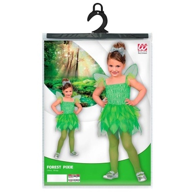 Fato de fantasia infantil verde 'Forest Pixie' em embalagem plástica