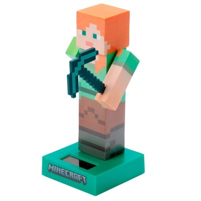 Figura pixelizada Minecraft com base verde e texto MINECRAFT