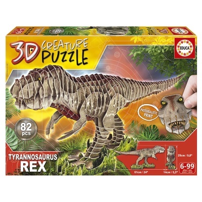 Caixa de puzzle 3D dinossauro Tyrannosaurus Rex 82 peças