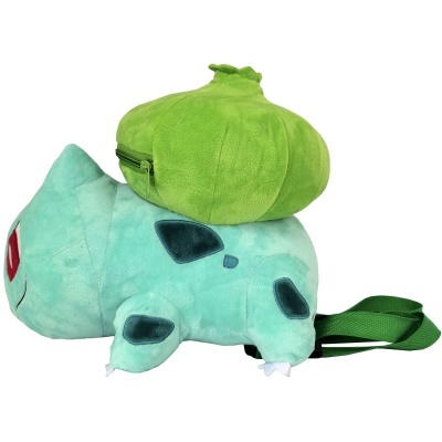 Mochila de peluche do Bulbasaur azul claro com cacto verde