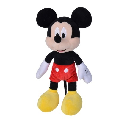 Pelúcia de Mickey Mouse com roupa vermelha e sapatos amarelos