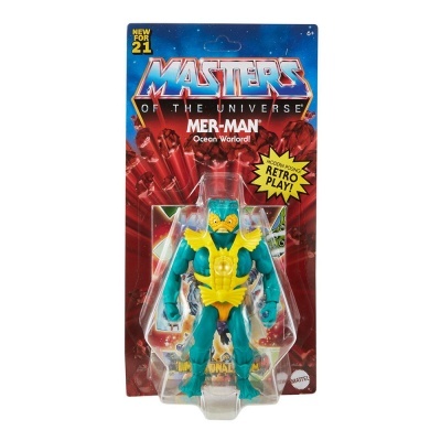 Figura de ação Mer-Man Masters of the Universe em embalagem retro