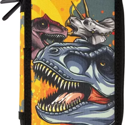 Estojo com ilustração de dinossauros coloridos