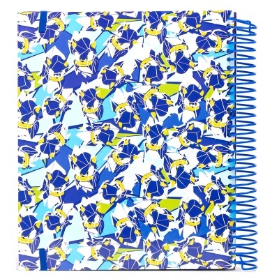 Caderno com capa colorida abstrata azul e espiral azul