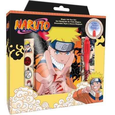 Conjunto de canetas de tinta mágica Naruto com personagem e embalagem colorida