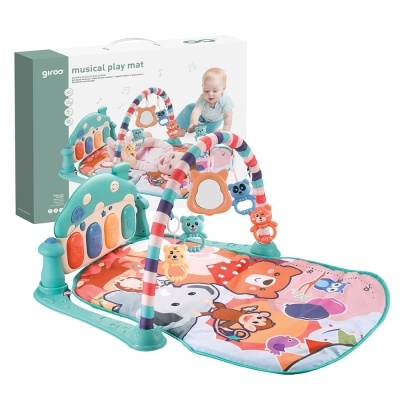 Tapete musical para bebé colorido com arco e brinquedos pendurados