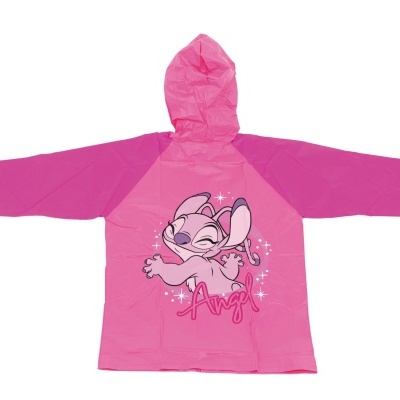 Capa de chuva rosa com capuz e estampa Angel