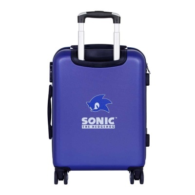 Mala de viagem rígida azul com logo Sonic the Hedgehog