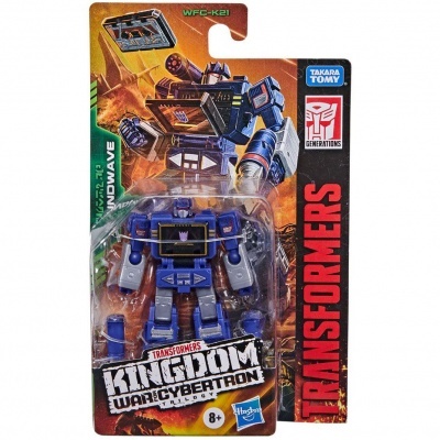 Figura de ação Transformers Kingdom War for Cybertron Deluxe Soundwave em embalagem
