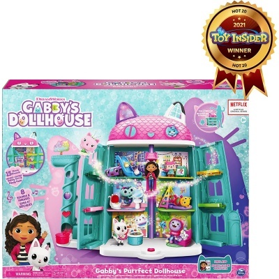 Caixa de brinquedo Gabby's Dollhouse com casa de bonecas e figuras