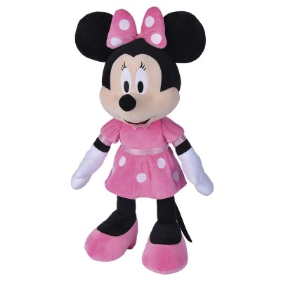Pelúcia Minnie com vestido e laço rosa com bolinhas brancas